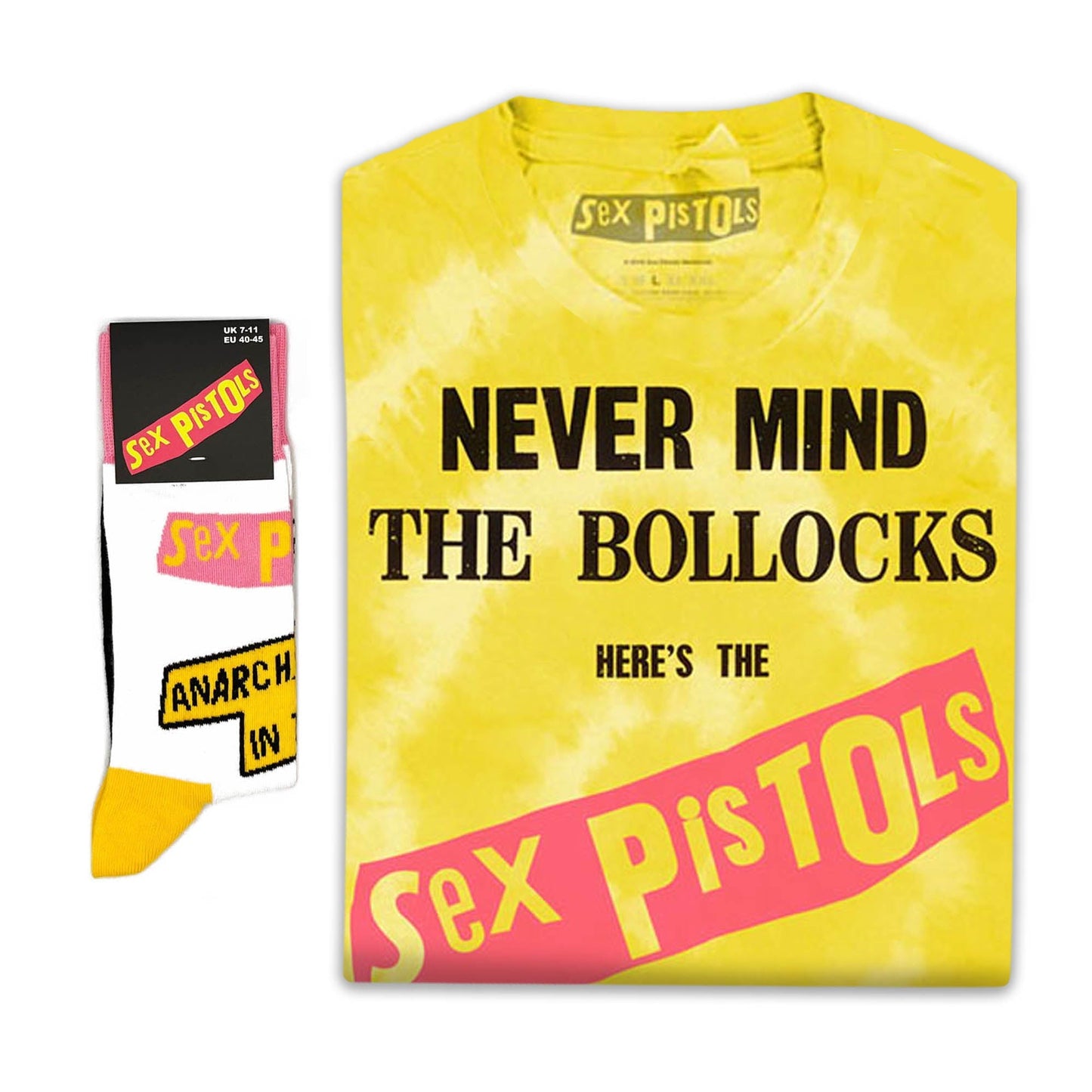 The Sex Pistols Unisex T-Shirt: Never Mind the B…locks Original Album (Wash Collection) & Socks - Gift set