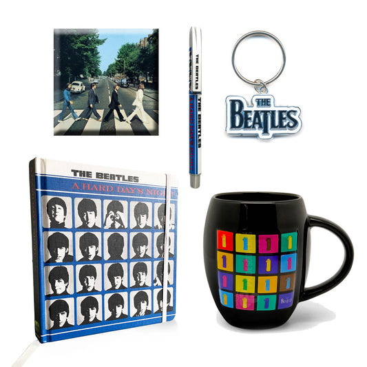 The Beatles Gift Set With Boxed Coffee Mug, Keychain, Notebook, Fridge Magnet, Pen