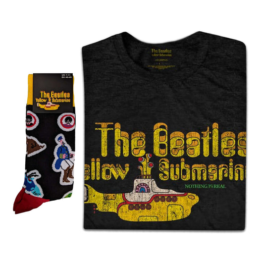 The Beatles Unisex T-Shirt: Nothing is Real & Socks - Gift set