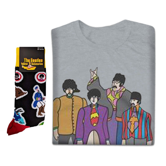 The Beatles Unisex T-Shirt: Yellow Submarine & Socks - Gift set