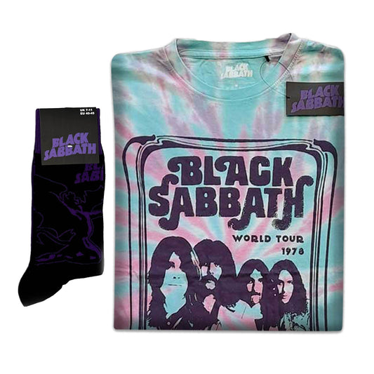 Black Sabbath Unisex T-Shirt: World Tour '78 (Wash Collection) & Socks - Gift set