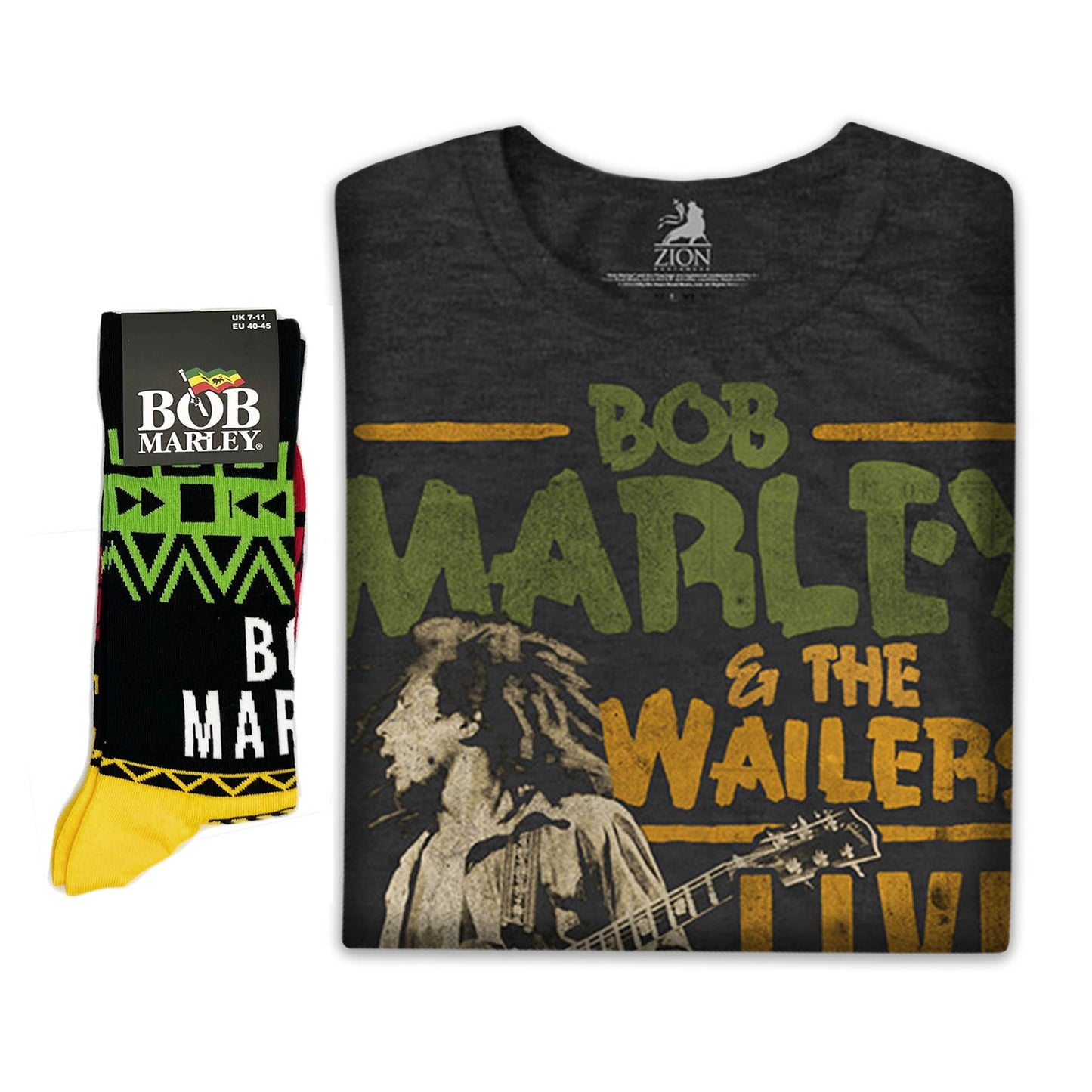 Bob Marley Unisex T-Shirt: Rastaman Vibration Tour 1976 & Socks - Gift set