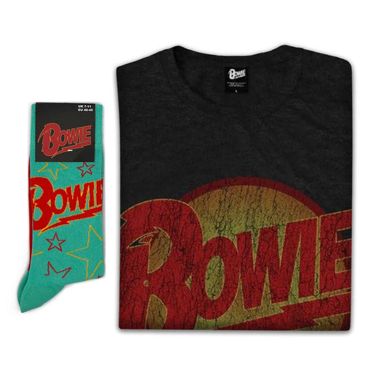 David Bowie Unisex T-Shirt: Diamond Dogs Vintage & socks - Gift set