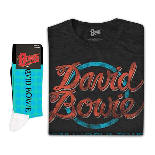 David Bowie Unisex T-Shirt: 1978 World Tour & Socks - Gift set