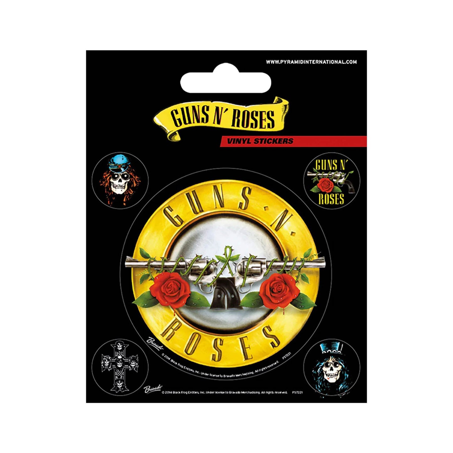 Guns N' Roses Gift Set with Coffee Mug & Drink Coaster set, Woven Patch, Button Badges Set of 5, Fridge Magnet, Vinyl Stickers