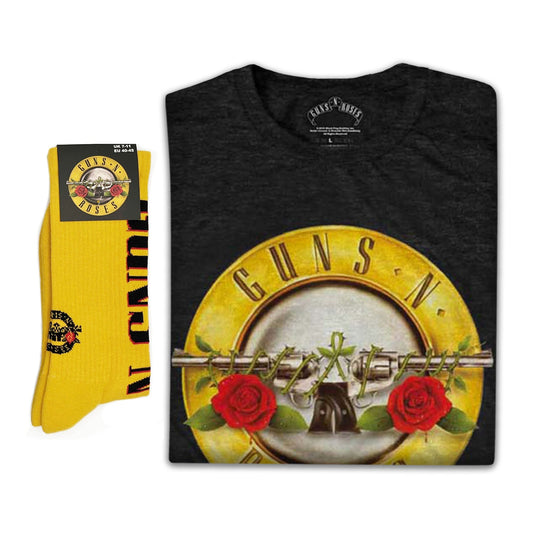 Guns N' Roses Unisex T-Shirt: Classic Logo & Socks - Gift set