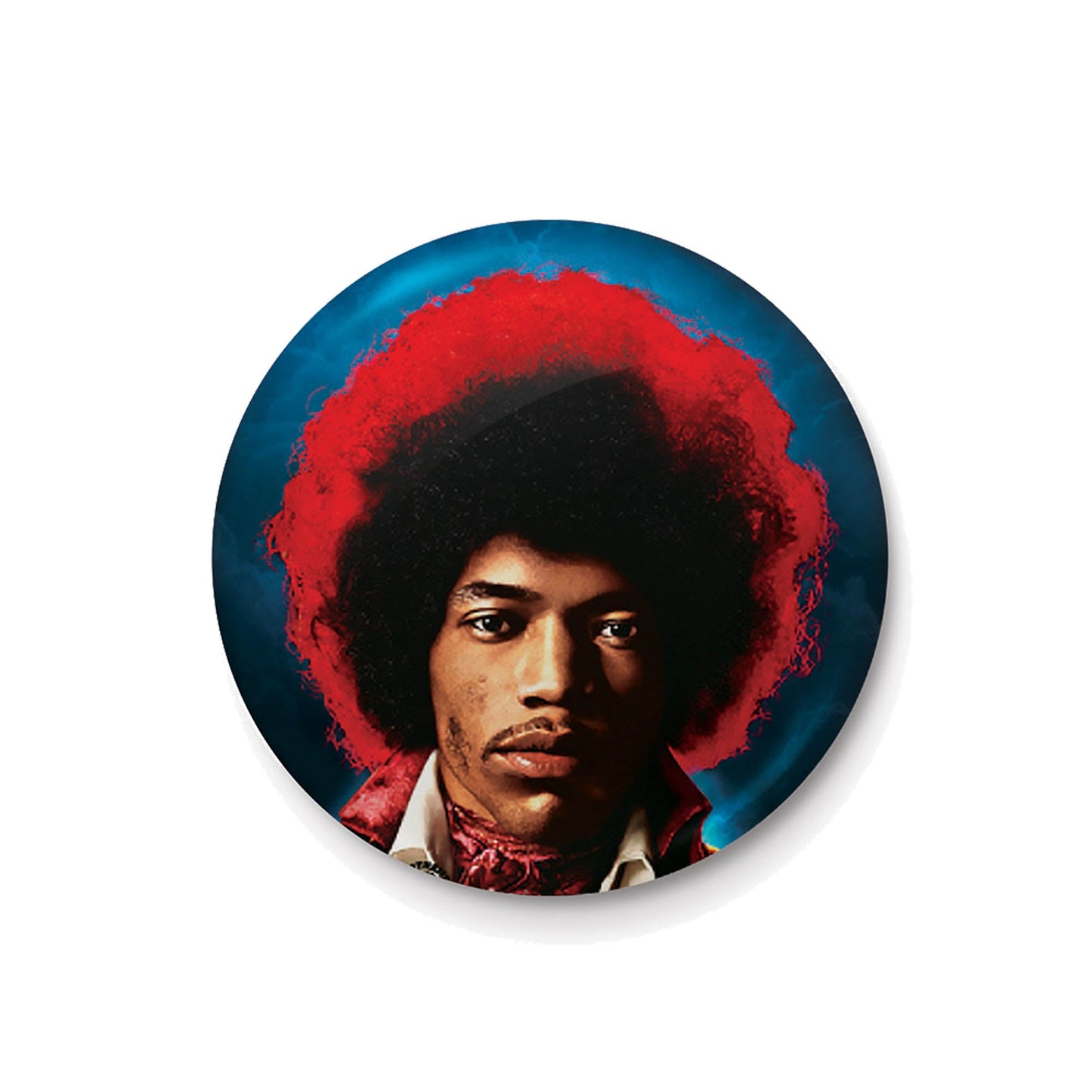 Jimi Hendrix Gift Set with boxed Coffee Mug, Sewn Patch, Button Badge, Fridge Magnet