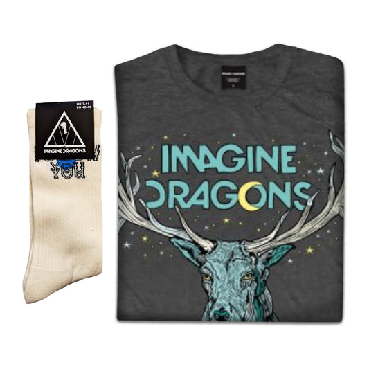 Imagine Dragons Unisex T-Shirt: Elk in Stars & Socks - Gift set