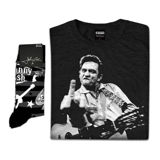 Johnny Cash Unisex T-Shirt: Finger & Socks - Gift set