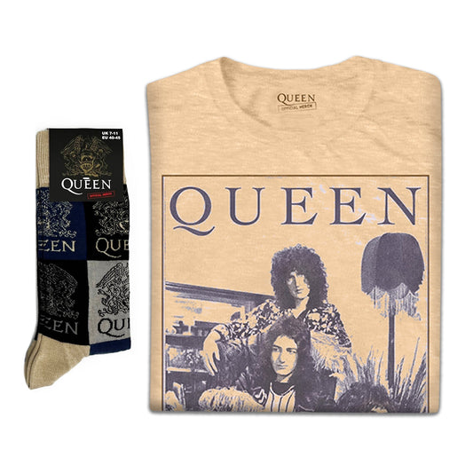 Queen Unisex T-Shirt: Vintage Frame & Socks - Gift set