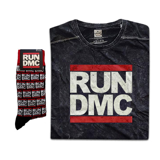 Run DMC Unisex T-Shirt: Logo (Wash Collection) Socks - Gift set