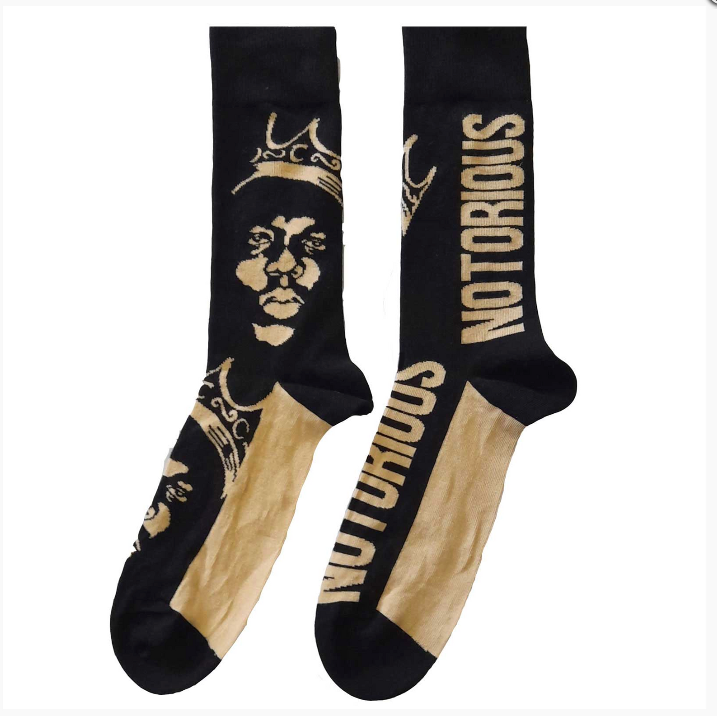 Biggie Smalls Unisex T-Shirt: Crown Face & Socks - Gift Set