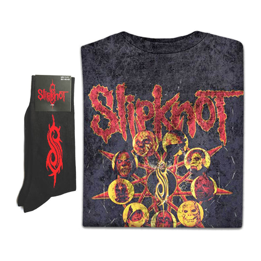 Slipknot Unisex T-Shirt: Liberate (Wash Collection & Back Print) and Socks Gift set