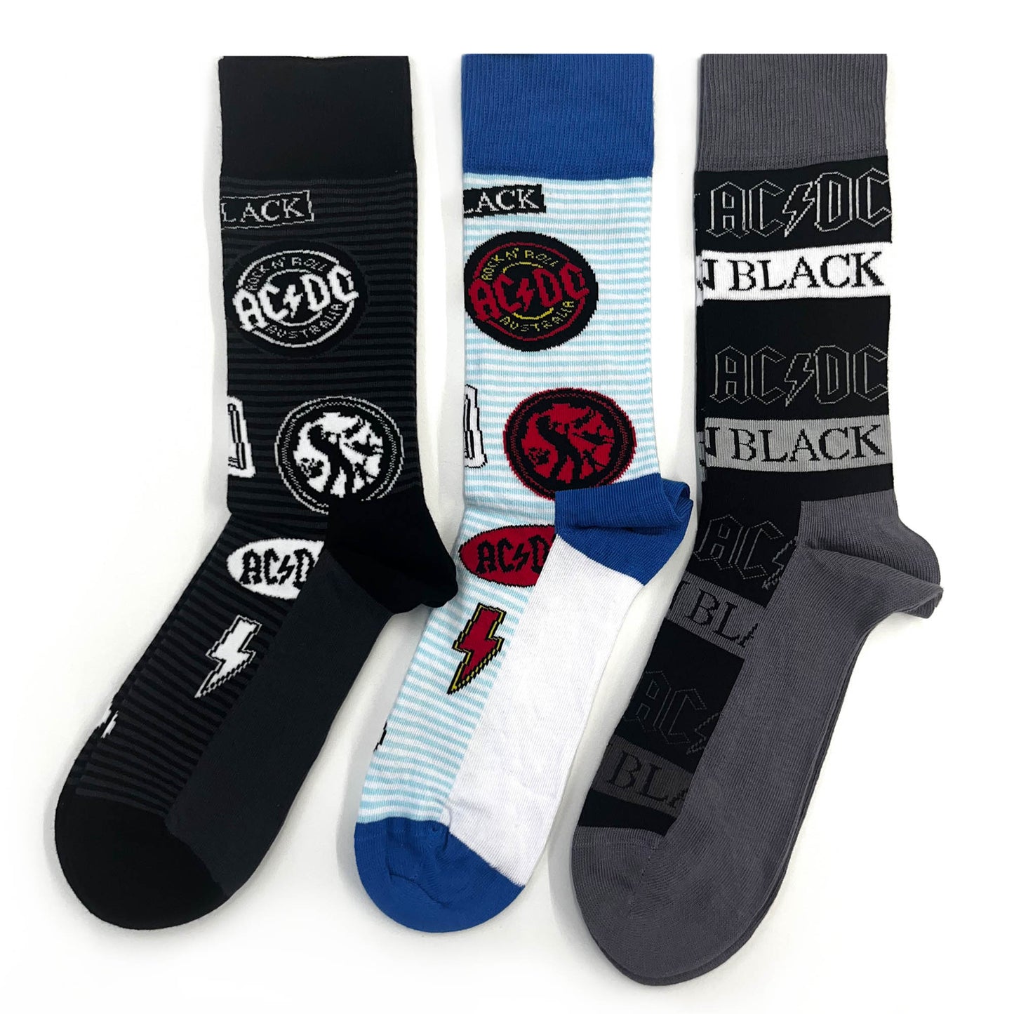 AC/DC | Official Socks 3 Pack | Adult US 8-12, EU 41-46, UK 7-11