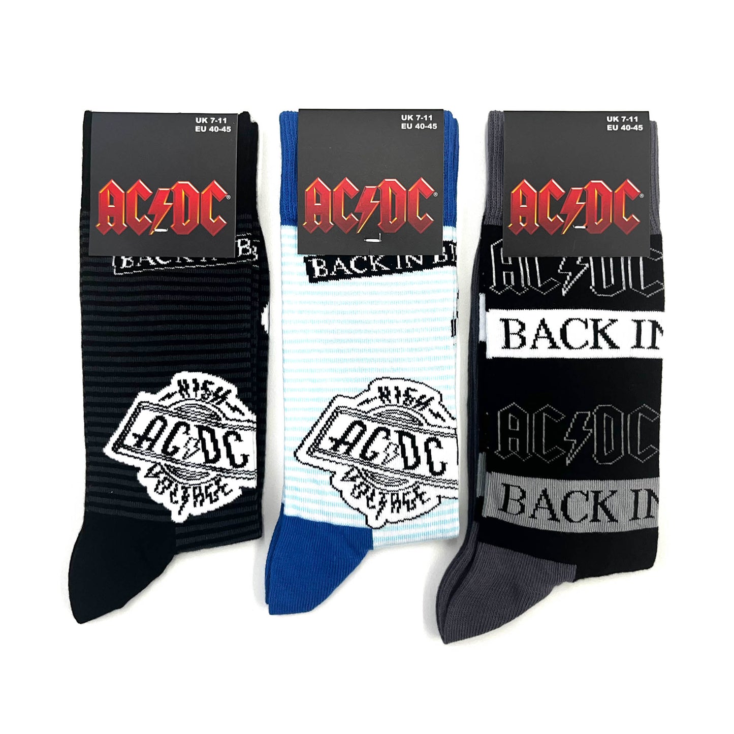 AC/DC | Official Socks 3 Pack | Adult US 8-12, EU 41-46, UK 7-11