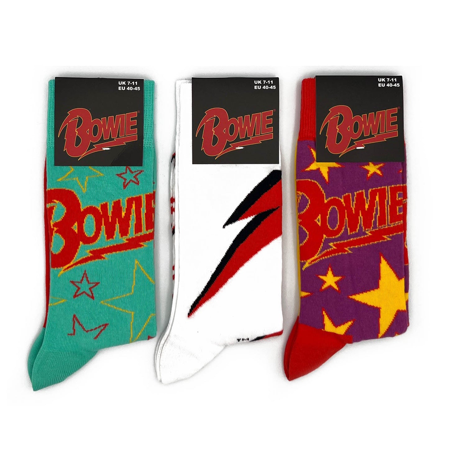 David Bowie | Official Socks 3 Pack | Adult US 8-12, EU 41-46, UK 7-11