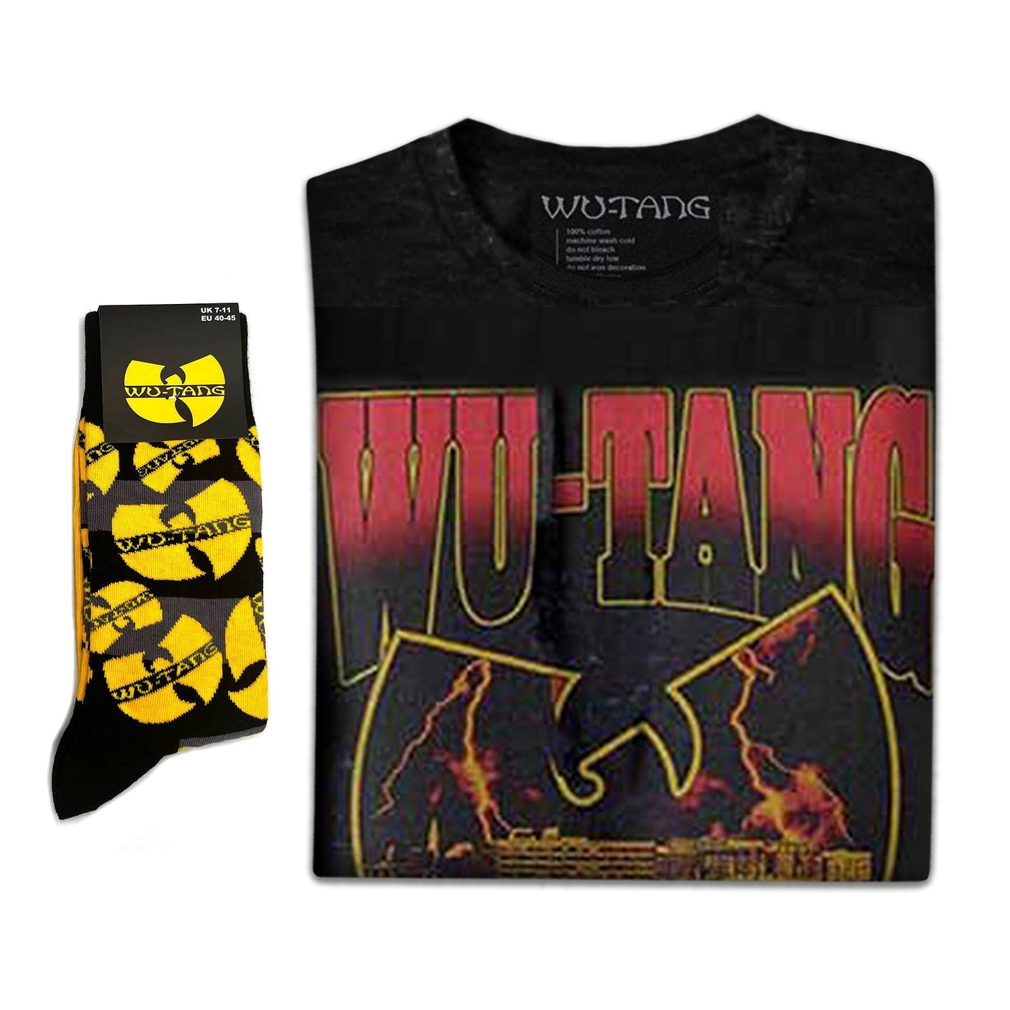 Wu-Tang Clan Unisex T-Shirt: Lightning Infill W & Socks - Gift set