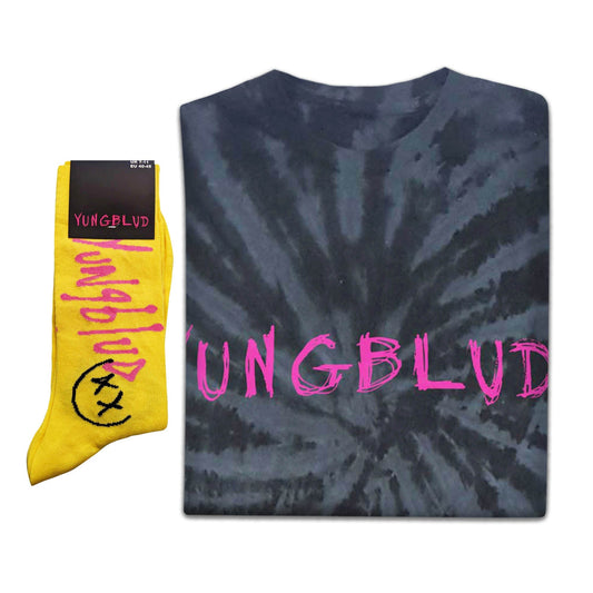 Yungblud Unisex T-Shirt: Scratch Logo (Wash Collection) & Socks - Gift set