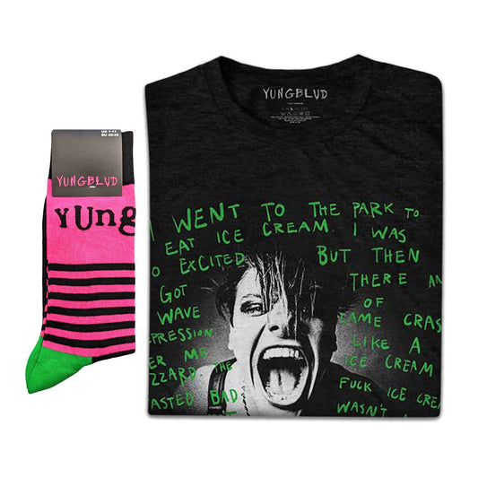 Yungblud Unisex T-Shirt: Lyric Photo & Socks - Gift set